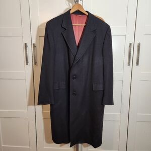 VINTAGE John Wanamaker Rittenhouse Collection 100% Wool Herringbone Overcoat 42R